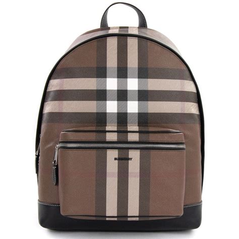 burberry house check textured backpack brown leather|Check Backpack in Dark birch brown .